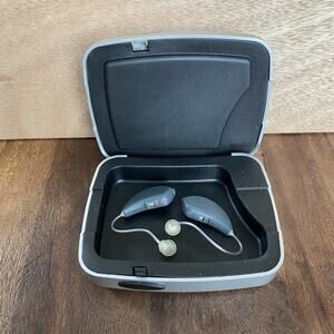ReSound Forza 0297 Hearing Aids Pair Gray Battery Powered w/ Case